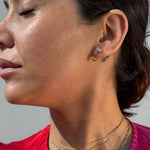 Pear Cut Citrine and Sapphire Dangle Earrings in Solid 10k Yellow Gold