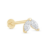 Cubic Zirconia Double Marquise Flat Back Stud