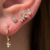 Marquise Stone Flat Back Stud in Solid 14k White Gold