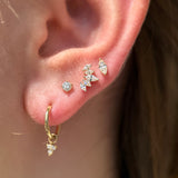 Marquise Stone Flat Back Stud in Solid 14k White Gold