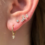 Yellow Gold Diamond Marquise Flat Back Earring