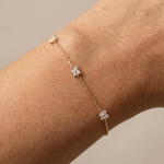 Diamond Station Butterfly Bracelet in Solid 14k Yellow Gold