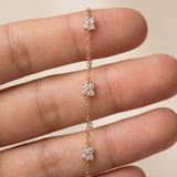 Diamond Station Butterfly Bracelet in Solid 14k Yellow Gold