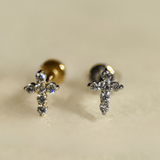 Diamond Pavé Studded Cross Flat Back Stud