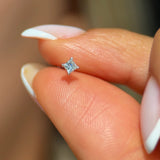 White Gold Princess Cut Diamond Flat Back Earring