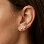 White Gold Diamond Threaded Flat Back Earring