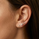 White Gold Diamond Threaded Flat Back Earring