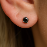 Black Diamond Cartilage Flat Back Stud Earrings in Solid 14k White Gold