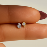 Diamond Droplet Flat Back Stud Earrings Flat Back Stud Earrings in Solid 14k Yellow Gold