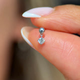 Solitaire Diamond Drop Flat Back Stud Earrings in Solid 14k White Gold