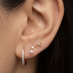 Yellow Gold Bow Knot Flat Back Threaded Stud Earring