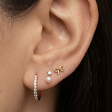 Yellow Gold Bow Knot Flat Back Threaded Stud Earring