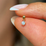 Solitaire Diamond Drop Flat Back Stud Earrings in Solid 14k Yellow Gold