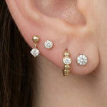 Natural Diamond Flat Back Stud Earrings Bezel Set in Solid 14k Yellow Gold