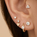 Yellow Gold Natural Diamond Bezel Flat Back Earring