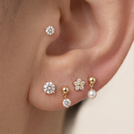 White Gold Diamond Threaded Flat Back Earring