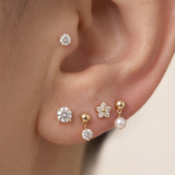 White Gold Diamond Threaded Flat Back Earring