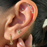 Hummingbird Flat Back Stud Earrings in Solid 14k Yellow Gold