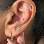 Hummingbird Flat Back Stud Earrings in Solid 14k Yellow Gold