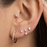White Gold Double Diamond Drop Flat Back Earring