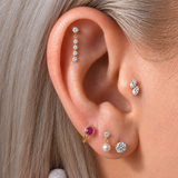 Yellow Gold Diamond Threaded Flat Back Stud Earring