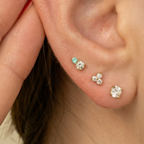 Diamond Trinity Cluster Flat Back Stud Earrings in Solid 14k Yellow Gold