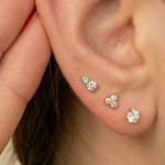 Yellow Gold Diamond Emerald Flat Back Earring