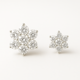 Seven Diamond Flower Flat Back Stud in Solid 14k White Gold