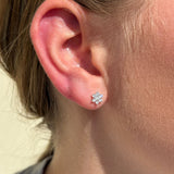 Seven Diamond Flower Flat Back Stud in Solid 14k White Gold