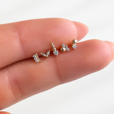 Solid 14k White Gold Round CZ Beaded Earring