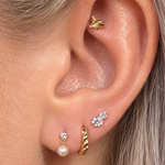 Yellow Gold Bee Flat Back Threaded Stud Stud Earring