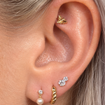 Yellow Gold Bee Flat Back Threaded Stud Earring