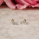 Yellow Gold Double Lab Grown Diamond Flat Back Earring
