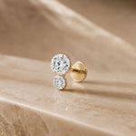 Yellow Gold Double Lab Grown Diamond Flat Back Earring