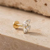 Yellow Gold Dual Marquise Lab Grown Diamond Flat Back Earring
