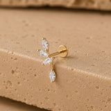 Yellow Gold Marquise Dangle Lab Grown Diamond Cluster Stud