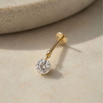 Yellow Gold Floating Lab Grown Diamond Drop Flat Back Earring