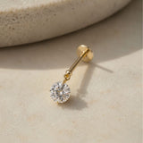 Yellow Gold Floating Lab Grown Diamond Drop Flat Back Earring