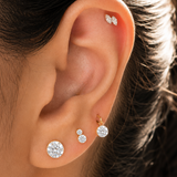 Yellow Gold Double Lab Grown Diamond Flat Back Earring