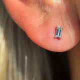 Diamond Baguette Flat Back Stud Earrings in Solid 14k Rose Gold