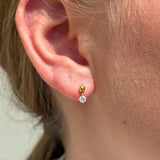 Solitaire Diamond Drop Flat Back Stud in Solid 14k Yellow Gold