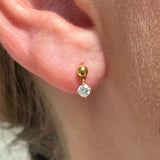 Solitaire Diamond Drop Flat Back Stud in Solid 14k Yellow Gold