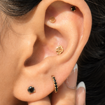 Yellow Gold Black Diamond Flat Back Earring