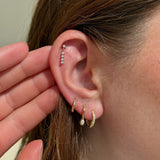 Cubic Zirconia Charm Hoop in Solid 14k Yellow Gold