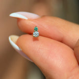 Diamond and Emerald Flat Back Stud Earrings in Solid 14k Yellow Gold