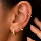 Diamond Threaded Flat Back Stud in Solid 14k Yellow Gold