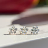 Six Round Diamond Flower Flat Back Stud in Solid 14k White Gold