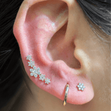 Five Flower Diamond Garland Flat Back Stud in Solid 14k Yellow Gold