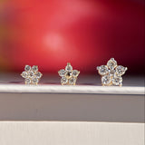 Six Round Diamond Flower Flat Back Stud in Solid 14k Rose Gold
