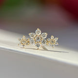 Diamond Three Flower Garland Flat Back Stud